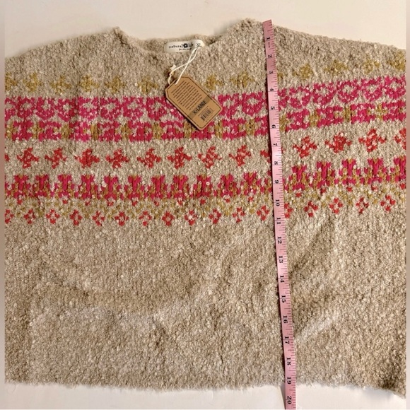 NWT Natural Life Calla Jacquard pullover fairisle tan/pink   wool blend Size XL - Picture 5 of 9